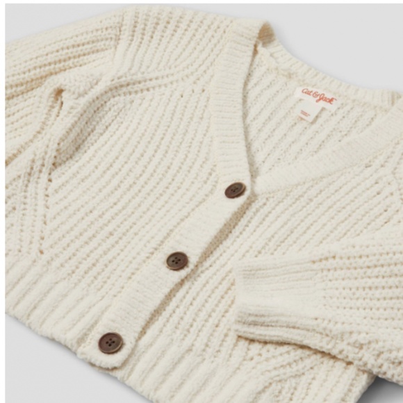 Cardigan Cat & Jack Cream sparkle Cardigan kids size XL 14-16 - Picture 2 of 6